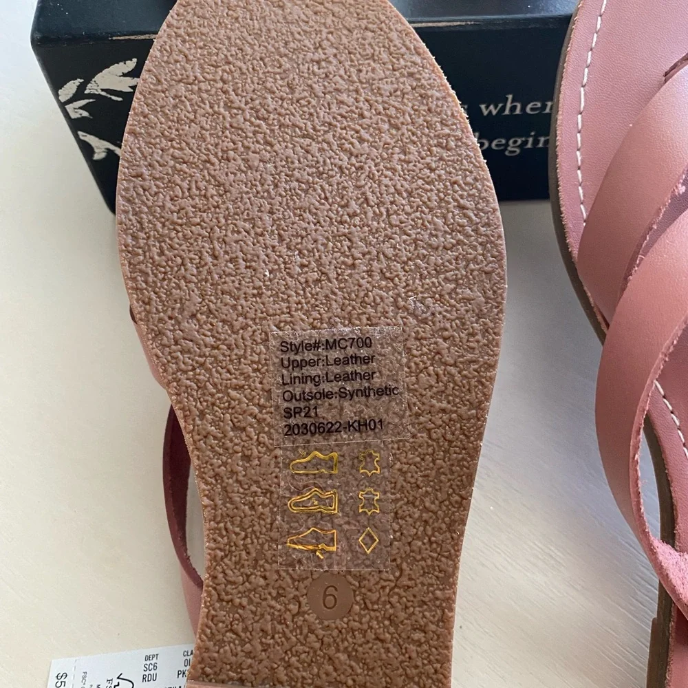 Madewell Rose Leather Boardwalk Crisscross Thong Sandals Size 6 - Picture 9 of 9